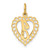 14k Heart Letter I Charm C568I