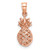14K Rose Polished 3D Pineapple Pendant D4533