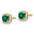 14K Lab Grown VS/SI FGH Dia & Created Emerald Halo Post Earrings EM8582-CEM-010-YLG