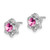 14k White Gold Created Pink Sapphire and Diamond Post Earrings EM7459-CPS-006-WA