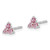 14k White Gold 3-stone Created Pink Sapphire Triangle Earrings EM7119-CPS-W