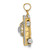 14k with White Rhodium 3-D Taxi with Moveable Tires Charm K9349