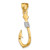 14K w/Rhodium 3-D Fish Hook With Rope Charm K9032