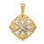 14k w/Rhodium Diamond-cut Polished Fancy Square Charm K5953