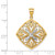14k w/Rhodium Diamond-cut Polished Fancy Square Charm K5953