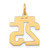 14k Small Satin Number 25 Charm LSS25