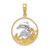 14K and Rhodium Double Dolphins In Circle Pendant K4186