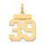 14k Small Polished Number 39 Charm LS39