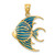 14K W/ Blue Enameled Angelfish Charm K8620