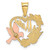 14k Two-tone w/White Rhodium MADRE Heart w/Doves Charm K9200