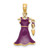 14K 3-D Moveable Enamel Purple Dress w/Shoe Charm K7033