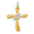 14k Two-tone Dove Cross Pendant K1189