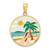 14K Enamel Beach Scene On Round Disc Charm K6911