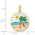 14K Enamel Beach Scene On Round Disc Charm K6911