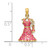 14K 3-D Moveable Enamel Pink Floral Dress w/ Shoe Charm K7035