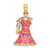 14K 3-D Moveable Enamel Pink Floral Dress w/ Shoe Charm K7035