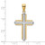 14K Two-tone Beveled Cross Charm K9049