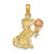 14k Two-Tone Dog Holding Flower Charm K9105