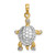 14K with White Rhodium 3-D Land Turtle W/ Moveable Head Charm K9267