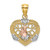 14K Two-tone w/White Rhod Praying Hands and Cross Heart Charm K9208