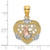 14K Two-tone w/White Rhod Praying Hands and Cross Heart Charm K9208