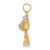 14k w/ White Rhodium 3-D Angel Playing Harp Charm K9351