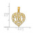 14KY Heart Script Letter W Initial Charm K6424W