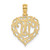 14KY Heart Script Letter W Initial Charm K6424W