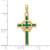 14k Green Enameled Claddagh Cross Pendant M1338EG