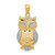 14K w/ Rhodium Polished / Textured Owl Pendant K5978