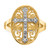 14k Yellow & White Gold Diamond Filigree Cross Ring K5120