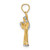 14k w/ White Rhodium 3-D Angel Playing Flute Charm K9350