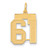 14k Medium Satin Number 61 Charm LSM61