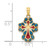 14K Blue, White and Red Enameled w/ Lace Trim Cross Charm K8628