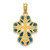 14K Blue, White and Red Enameled w/ Lace Trim Cross Charm K8628