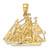 14K 2-D Polished Sailing Ship Charm K7851