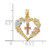 14K Two-tone w/White Rhodium Heart w/Cross and Flowers Charm K9040