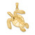 14K Large Textured Swimming Sea Turtle Charm K8163
