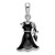 De-Ani Sterling Silver Rhodium-Plated 3D Enameled Black Dress and Shoe Pendant QC10665
