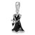 De-Ani Sterling Silver Rhodium-Plated 3D Enameled Black Dress and Shoe Pendant QC10665