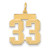 14k Medium Satin Number 33 Charm LSM33