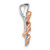 14k White and Rose Gold Diamond Polished Heart w/Bow Chain Slide PM4898-005-WRA
