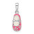 De-Ani Sterling Silver Rhodium-Plated 3D Pink Enameled Baby Shoe Pendant QC10655