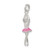 Sterling Silver Pink & White Enamel with Glitter Ballerina Charm QC7093