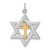 Sterling Silver Rhodium-plated Gold Tone Cross Star of David Charm Pendant QC9452