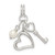 Sterling Silver Polished Key and Heart w/Simulated Pearl Charm QC8507
