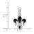 Sterling Silver Rhodium Plated Black Enamel Fleur de lis Pendant QC7885