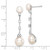 Sterling Silver Rhodium-plated CZ FWC Button Pearl Dangle Post Earrings QE15402