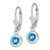 Sterling Silver Rhodium Plated 6mm Round Blue Topaz Leverback Earrings QE2041BT