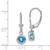 Sterling Silver Rhodium Plated 6mm Round Blue Topaz Leverback Earrings QE2041BT